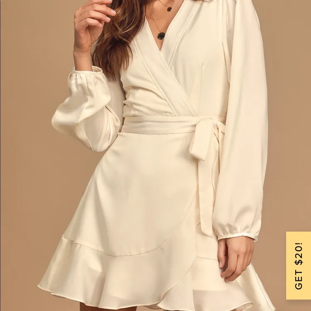 NWT Cream long sleeve wrap dress. Make offer!